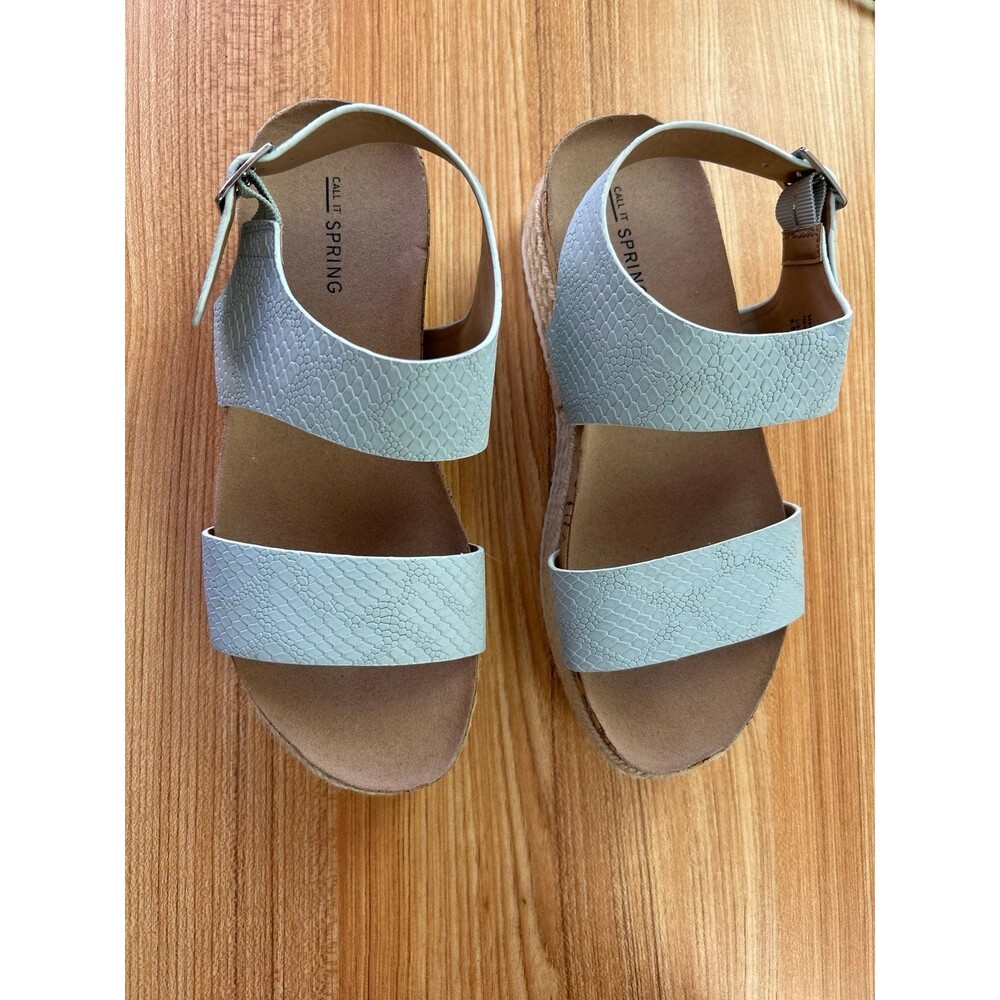 CALL IT SPRING Women's Light Blue Snake Print Wedge Sandals Size 6.5